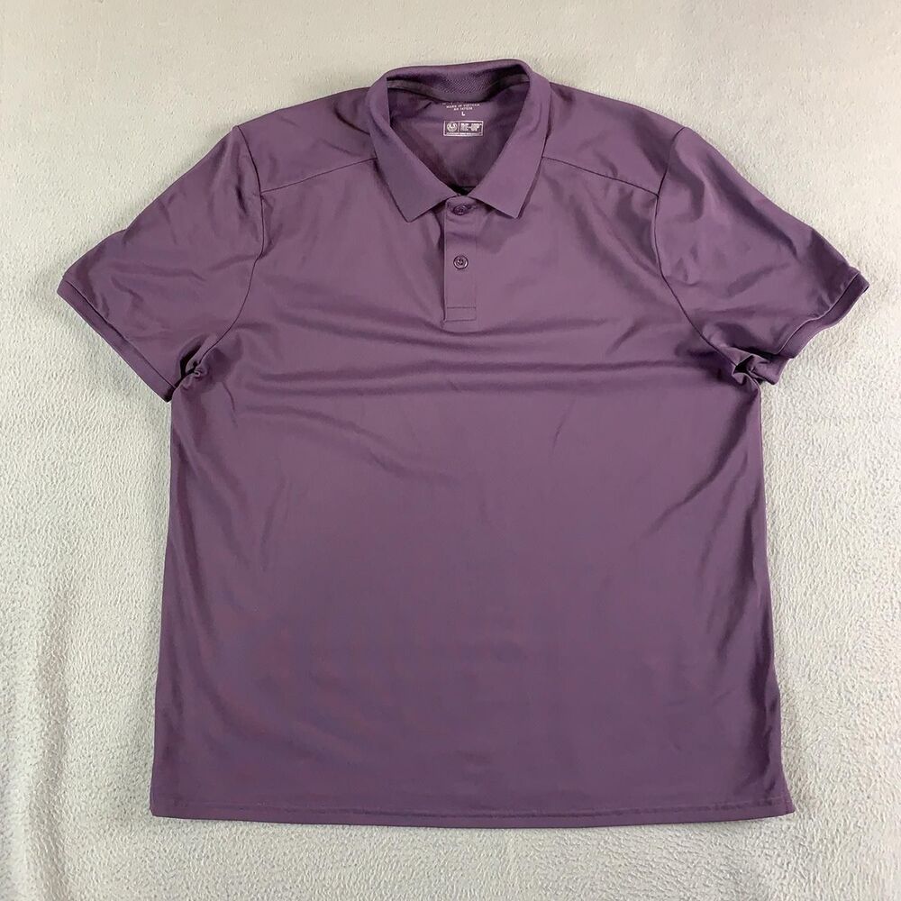 Fourlaps RE-UP Polo Shirt Mens L Purple Short Sleeve Stretch Performance Gym